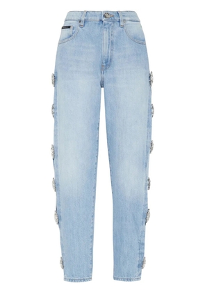 Philipp Plein brooch-detail cut-out jeans - Blue