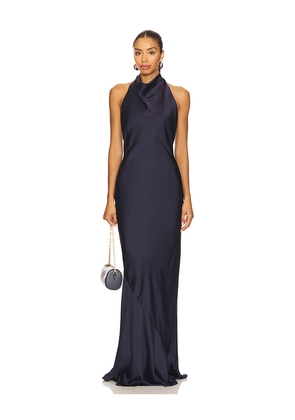 Nookie Penelope Halter Gown in Navy. Size S. Also in XS, L.