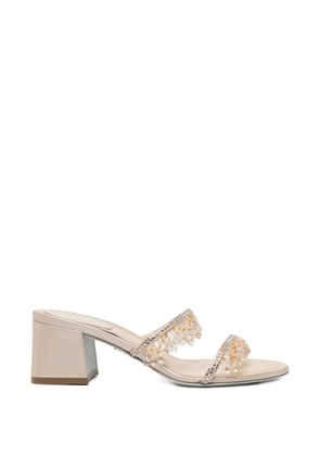 René Caovilla 50mm embellished sandals - Neutrals