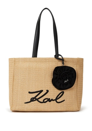 Karl Lagerfeld Signature flower-appliqué tote bag - Neutrals
