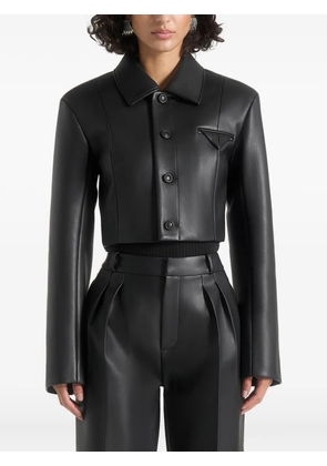 Manière De Voir Ania wide-shoulder black crop jacket