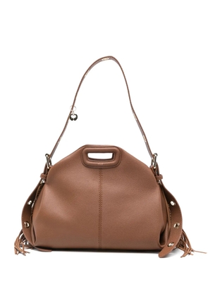 Maje fringed leather tote bag - Brown
