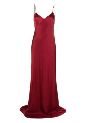 Max Mara V-neck satin gown - Red