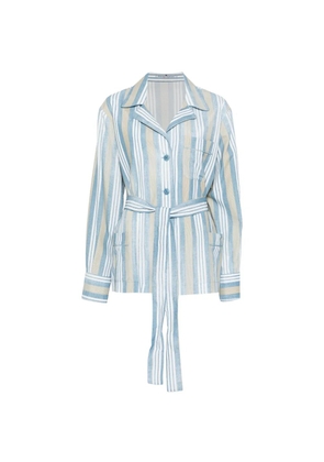 Ermanno Scervino striped belted jacket - Blue
