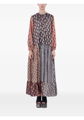Biyan twill-printed maxi dress - Brown