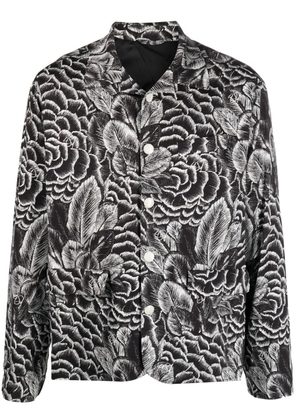 4SDESIGNS floral-print long-sleeve shirt - Black