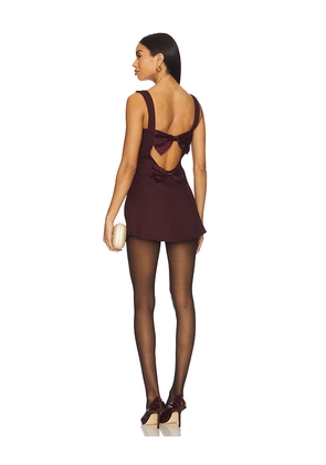 MORE TO COME Oriana Mini Dress in Burgundy. Size XS. Also in S, M, L, XL.