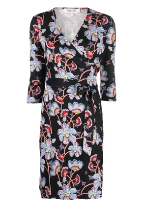 DVF Diane von Furstenberg Julian floral-print wrap dress - Black