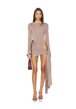 NBD Imari Mini Dress in Taupe. Size XS. Also in L, XL.