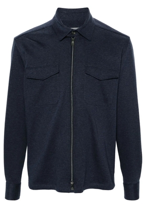 Corneliani mélange zip-up shirt jacket - Blue