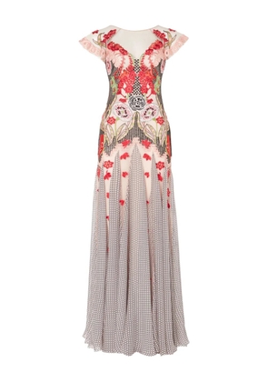 Temperley London Remi embroidered ruffle-trimmed maxi dress - BLUSH