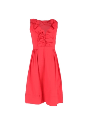 Prada Pre-Owned ruffle V-neck midi dress - Red