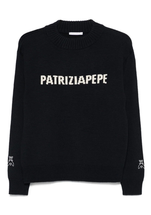 Patrizia Pepe logo crew-neck sweater - Blue