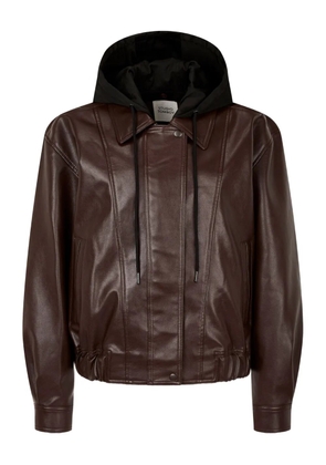 TOMBOY faux-leather hooded jacket - Brown