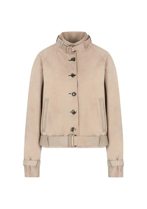 Giorgio Armani stand-collar leather jacket - Neutrals