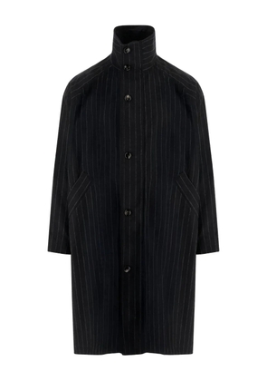 Giorgio Armani high-neck striped coat - Grey