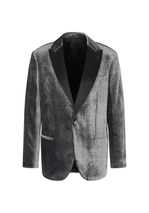 Giorgio Armani single-breasted devoré-velvet tuxedo jacket - Black