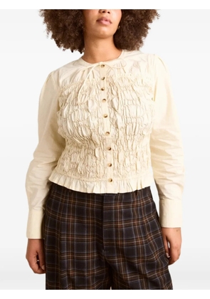 DAMSON MADDER Elliana smocked button-up shirt - Neutrals
