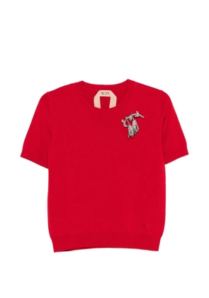Nº21 brooch-detail T-shirt - Red