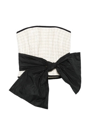 Elie Saab sequined bow top - Neutrals