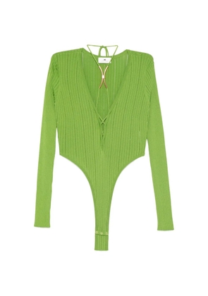 Elisabetta Franchi ribbed V-neck bodysuit - Green