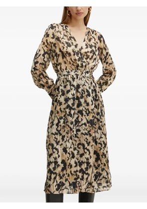 Morgan pleated V-neck midi dress - Neutrals