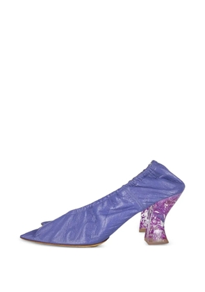 Bottega Veneta Pre-Owned glitter-detail almond-toe pumps - Purple