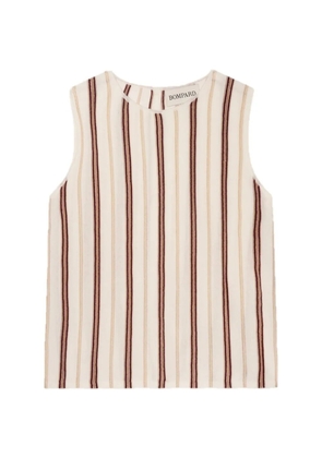 BOMPARD striped collarless knitted top - Neutrals