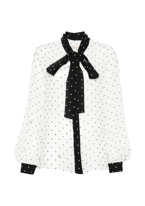 Elie Saab polka-dot bow shirt - White