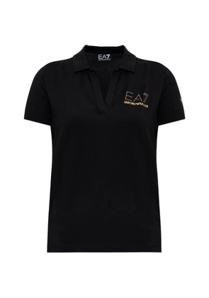 Ea7 Emporio Armani V-neck logo-detail top - Black