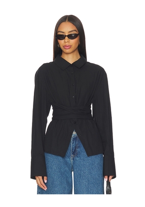 SNDYS Teigan Button Up Shirt in Black. Size S. Also in XXS, XS.