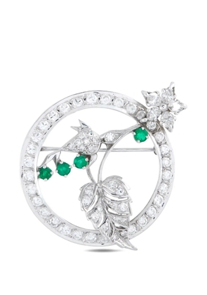 LB Exclusive diamond green brooch - Silver