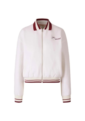 Marni logo embroidery bomber jacket - White