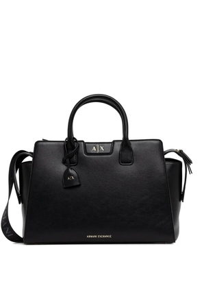 Armani Exchange large tag-detail tote bag - Black