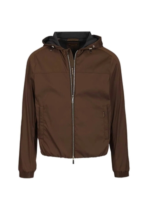 Moorer Albori-TJ hooded zip-up jacket - Brown
