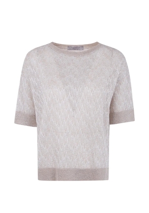 D.Exterior zigzag-pattern T-shirt - Neutrals