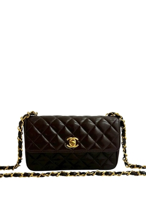 CHANEL Pre-Owned 2000-2002 Mini Rectangular CC Quilted Lambskin Single Flap shoulder bag - Brown