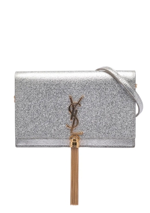 Saint Laurent Pre-Owned 2017 Metallic Calfskin Monogram Kate Tassel Wallet on Chain crossbody bag - Silver
