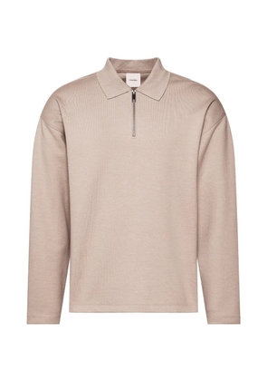 Calvin Klein zip-up long-sleeved polo shirt - Neutrals