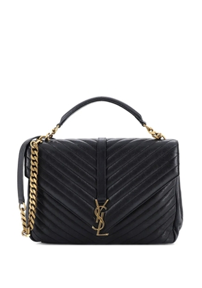 Saint Laurent Pre-Owned Classic Monogram College Bag Matelasse Chevron Leather Large shoulder bag - Black