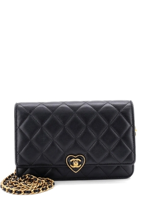 CHANEL Pre-Owned Coco Love CC Heart Wallet on Chain Quilted Lambskin crossbody bag - Black