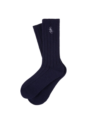 Sporty & Rich ribbed embroidered-logo socks - Blue
