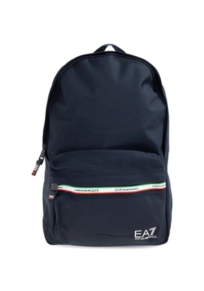 Ea7 Emporio Armani striped logo backpack - Blue
