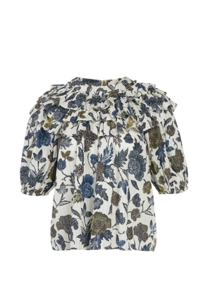 Ulla Johnson ruffled floral blouse - White