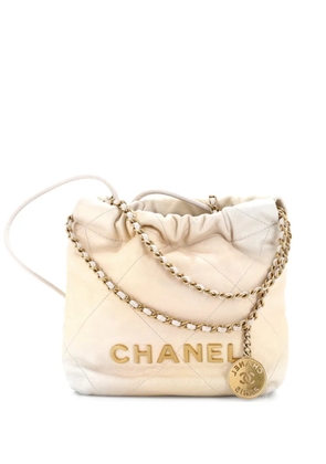 CHANEL Pre-Owned 22 Chain Hobo Quilted Shaded Calfskin Mini crossbody bag - Neutrals