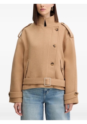 Morgan belted button coat - Neutrals