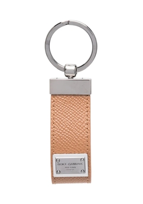 Dolce & Gabbana logo-plaque leather keyring - Brown