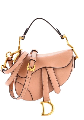 Christian Dior Pre-Owned Saddle Handbag with Strap Leather Micro shoulder bag - Neutrals