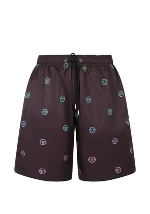 Philipp Plein monogram drawstring shorts - Black