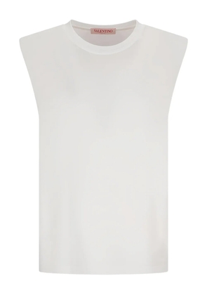 Valentino Garavani padded-shoulder cotton top - White